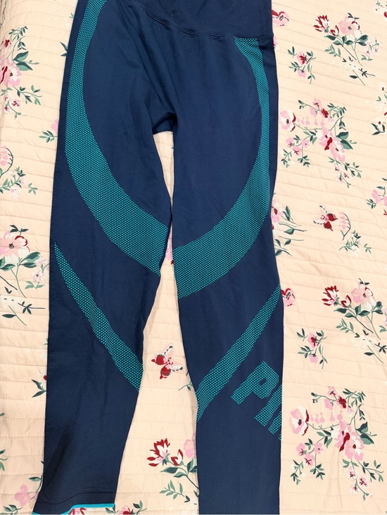 PINK Victoria's Secret Pants - PINK Victoria's Secret Navy Blue Leggings with Teal Accents